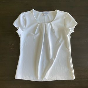 Liz Claiborne Ruched Neckline Short Sleeve Shirt